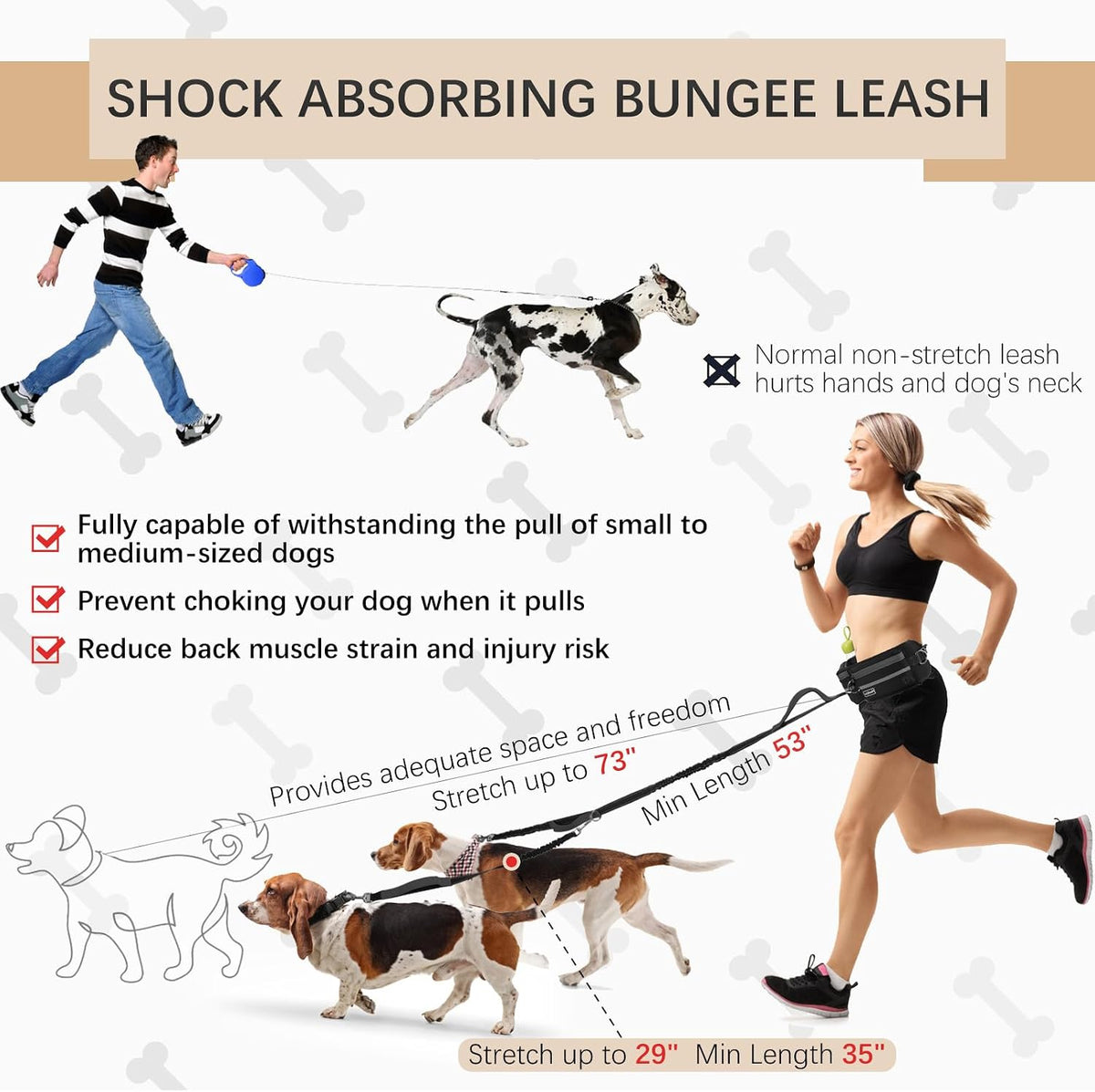 Hands-Free Dog Leash with Pouch - Black - image 2