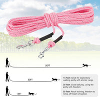 Reflective Cat Long Leash 15 FT - 50 FT / Pink - image 2