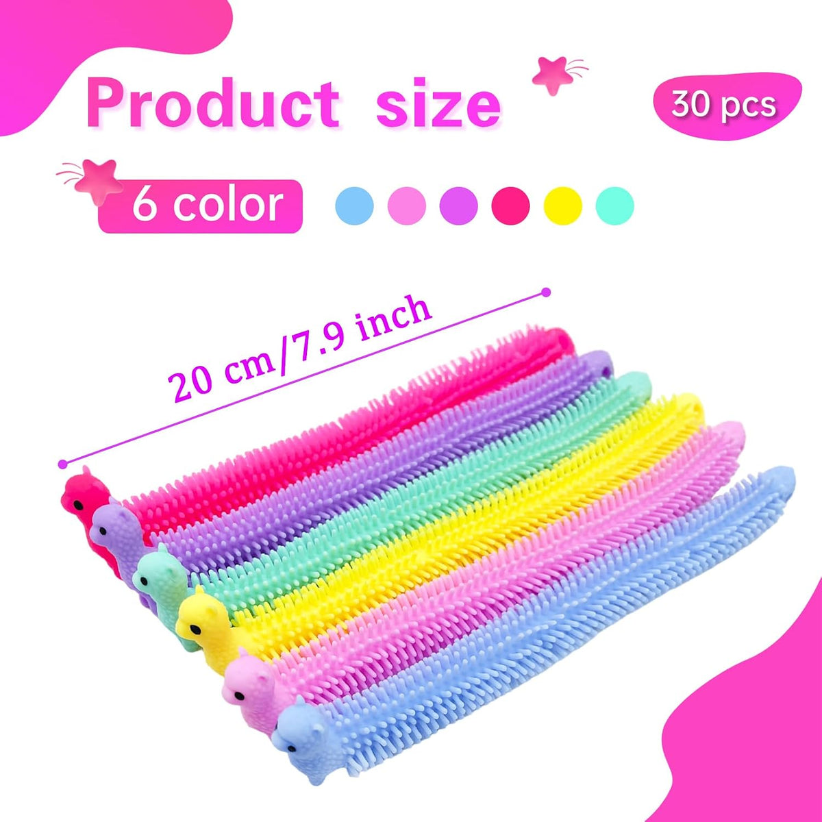 30 PCS Stretchy Fidget Toy, Sensory Fidget Worm Stretch Toys - Alpaca - image 2