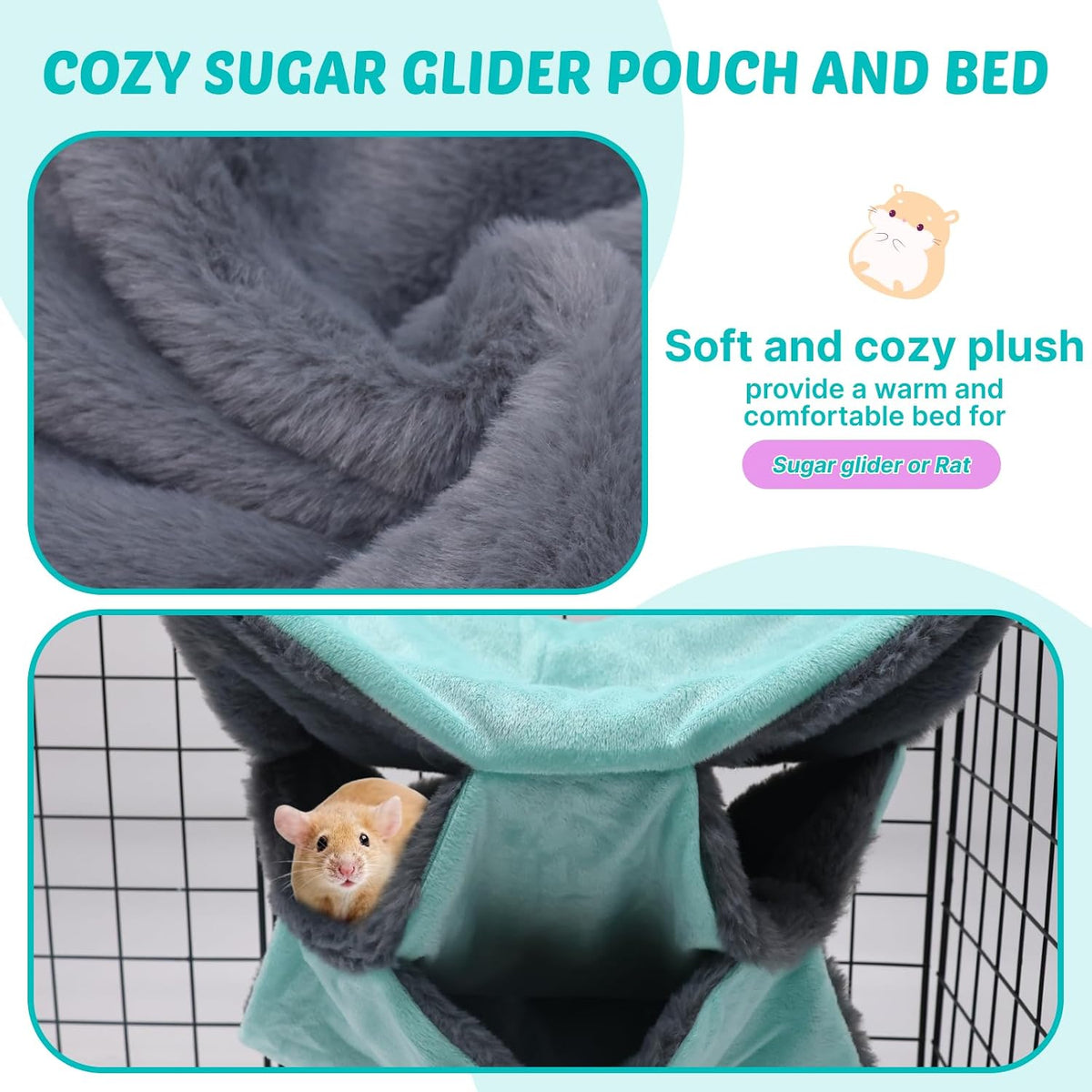 LYART Sugar Glider Pouch Hammock Bed Bedding - 5.Purple - image 3