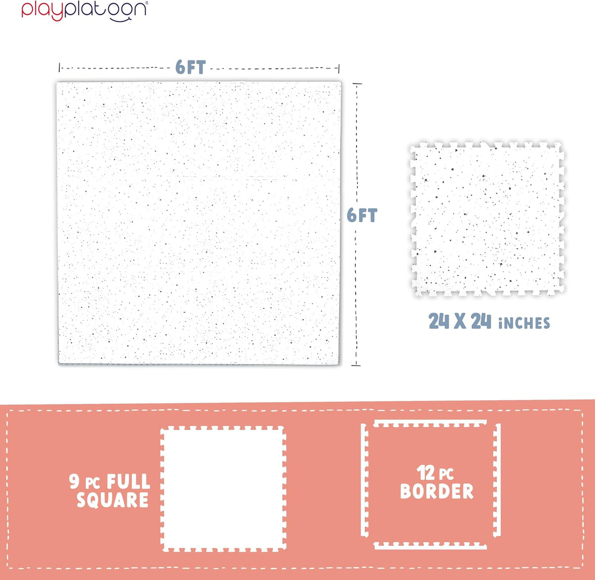 Play Platoon Kids Play Mat, 9 Tile 72x72 Inch - 72"L x 72"W x 0.6"Th / Nordic Grey - image 2