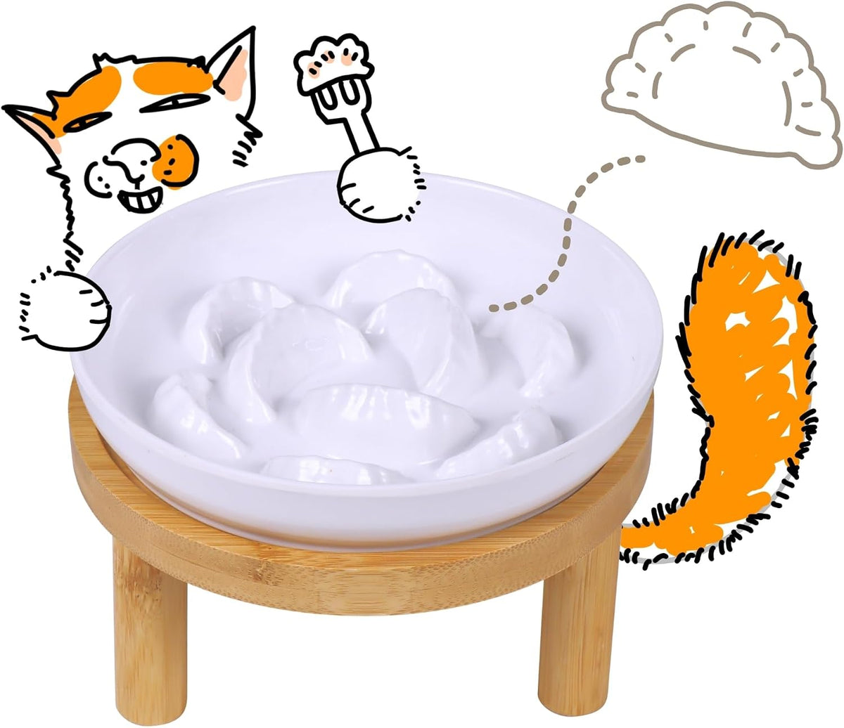 Slow Feeder Bowl for Cats and Small Dogs - White / 6.3''W x 5''H