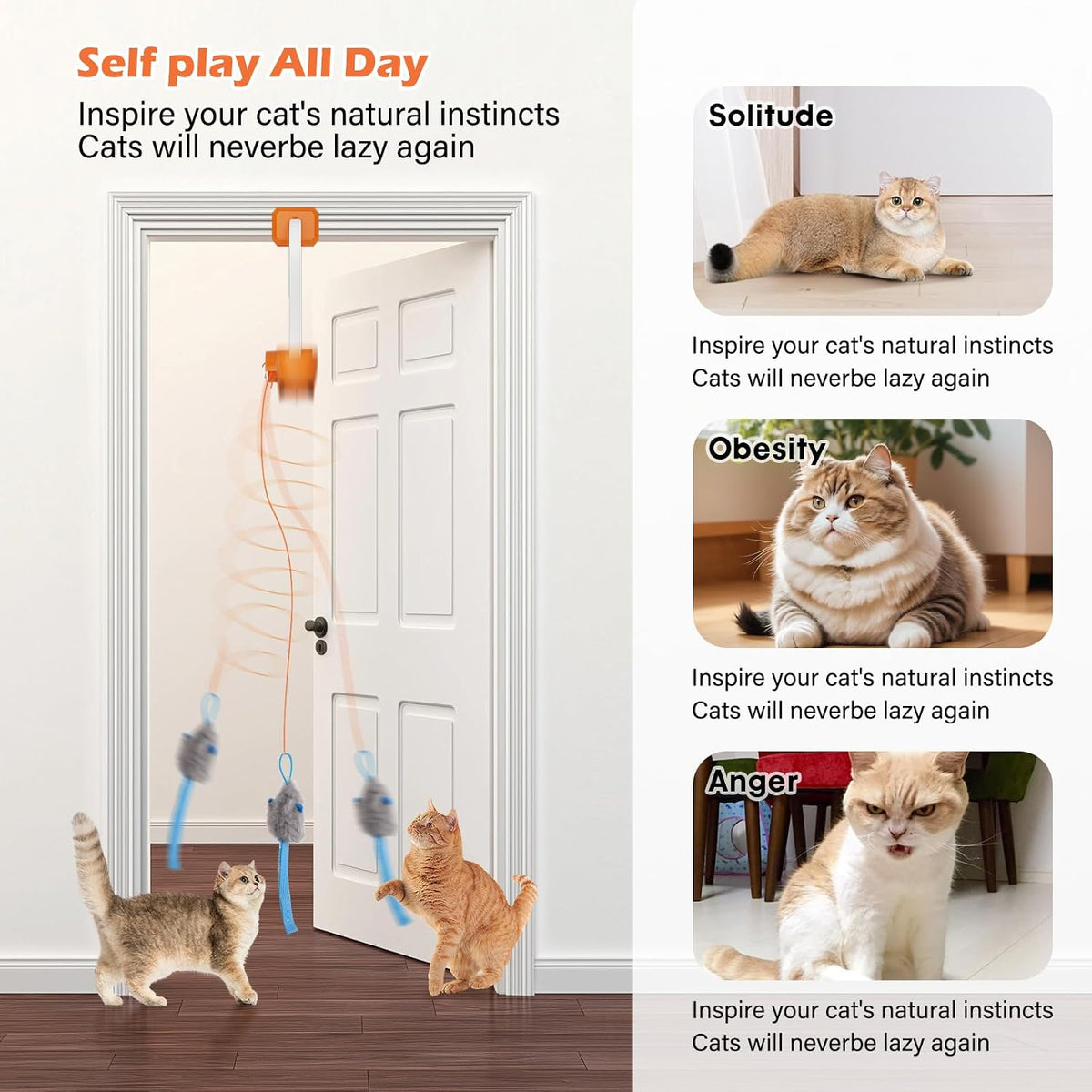 Automatic Interactive Cat Toy for Indoor Cats - Orange - image 3