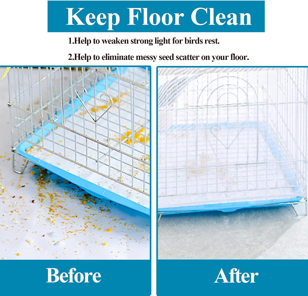 Large Bird Cage Seed Cather - 118*31.5in-White - image 3