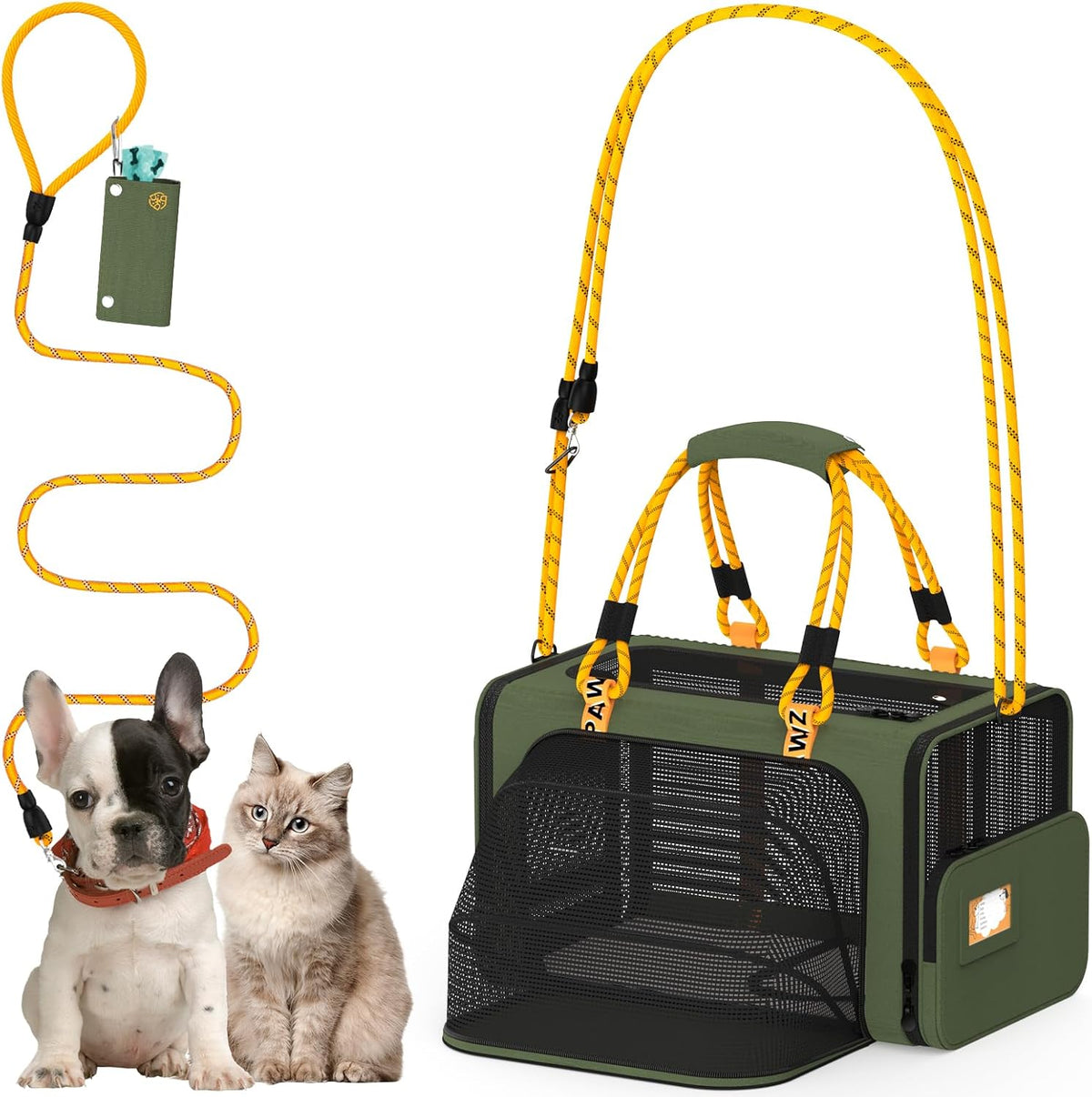 Expandable Pet Carrier for Small Cats & Dogs - 18.0"L x 11.0"W x 11.0"H / Forest Green