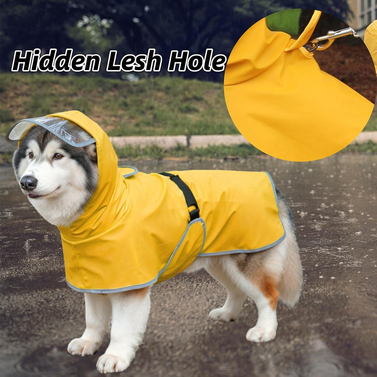 Dog Rain Jacket with Hood for Small Pet - Yellow / Large - image 4