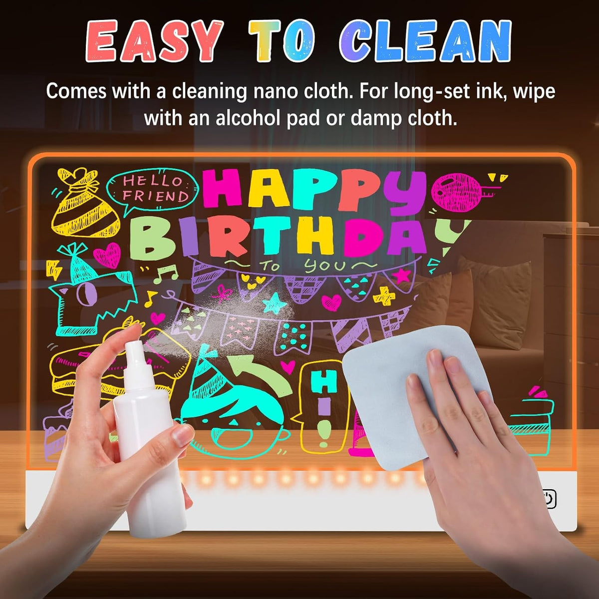 16" Rechargeable LED Drawing Board for Kids, 7 Colors - White3 / 2PACK - image 4