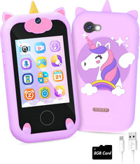 Joozfee kids smart phone toy in pink with unicorn design, dual camera and lanyard - view 2