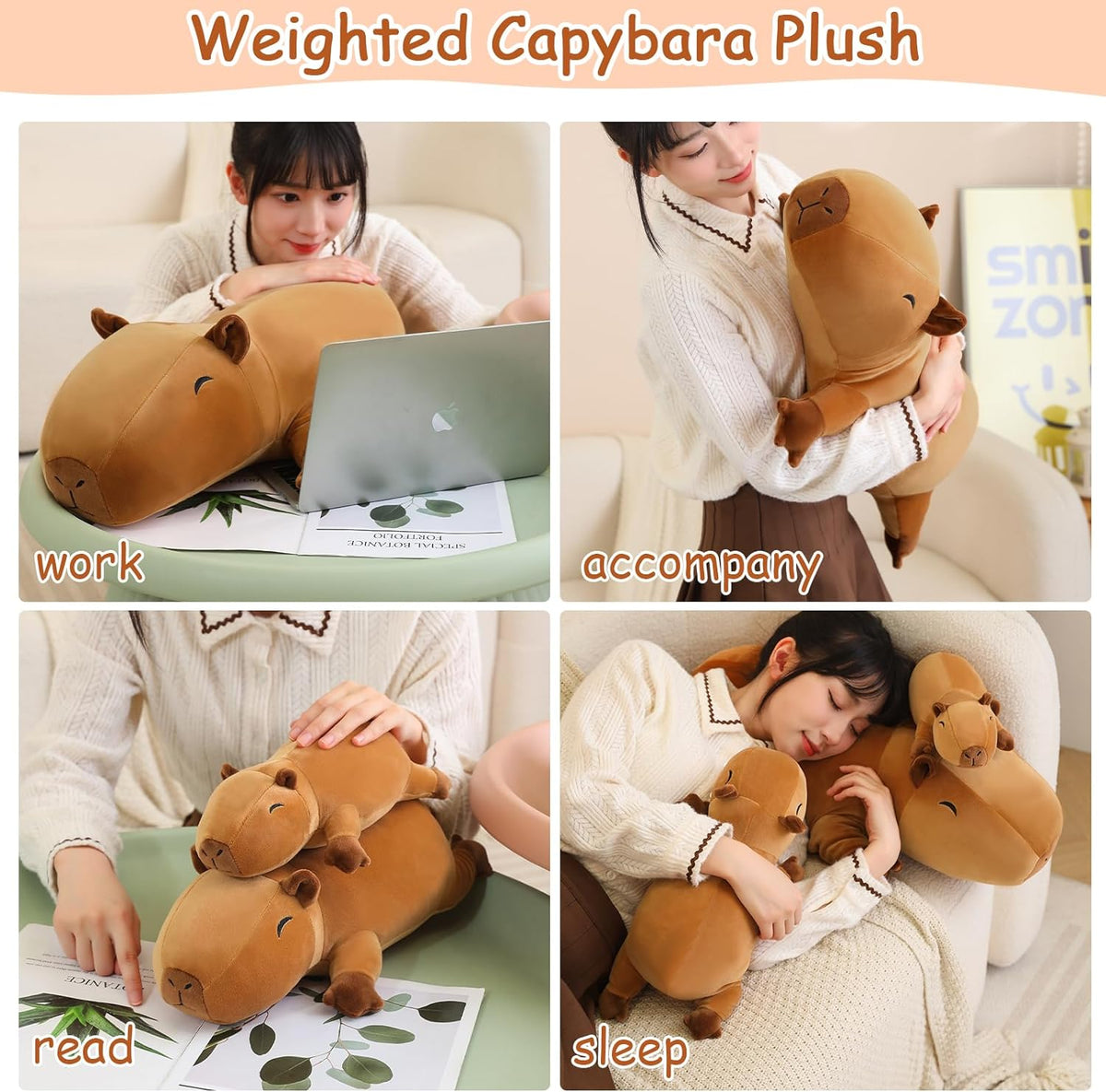 SQEQE Weighted Black Cat Plush - Capybara / Small(9.8 Inch) - image 4