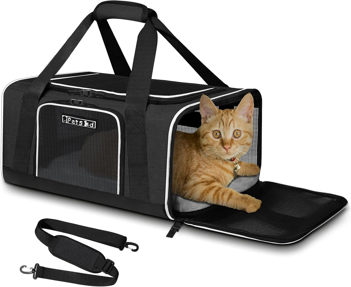 Small Pet Carrier 17" L x 11" W x 9.5" H Airline Approved - 17.0"L x 12.0"W x 8.5"H / Black