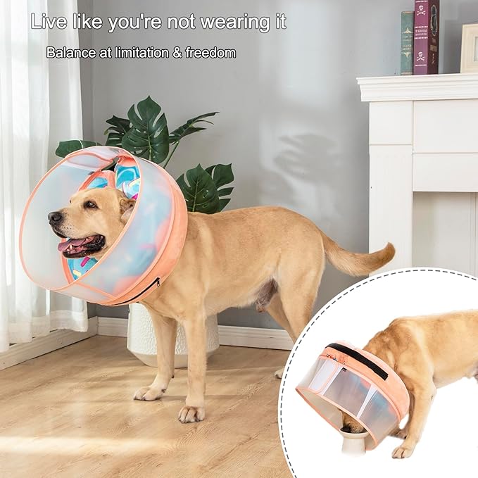 Inflatable Dog Cone Collar with Enhanced Anti-Licking, Soft Neck Donut for Dogs Cats, Recovery Pet Cone Collar After Surgery for Large Medium Small Dogs (Donut Blue, Medium+)