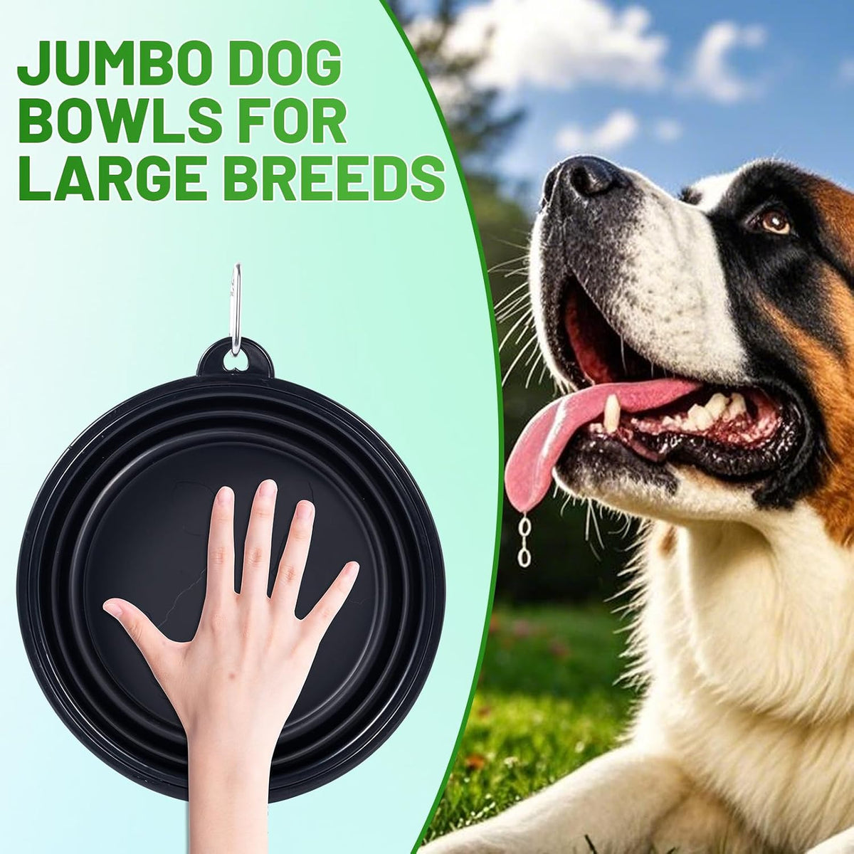 Dog Bowl Pet Collapsible Bowls - Jumbo / Black+Black - image 2