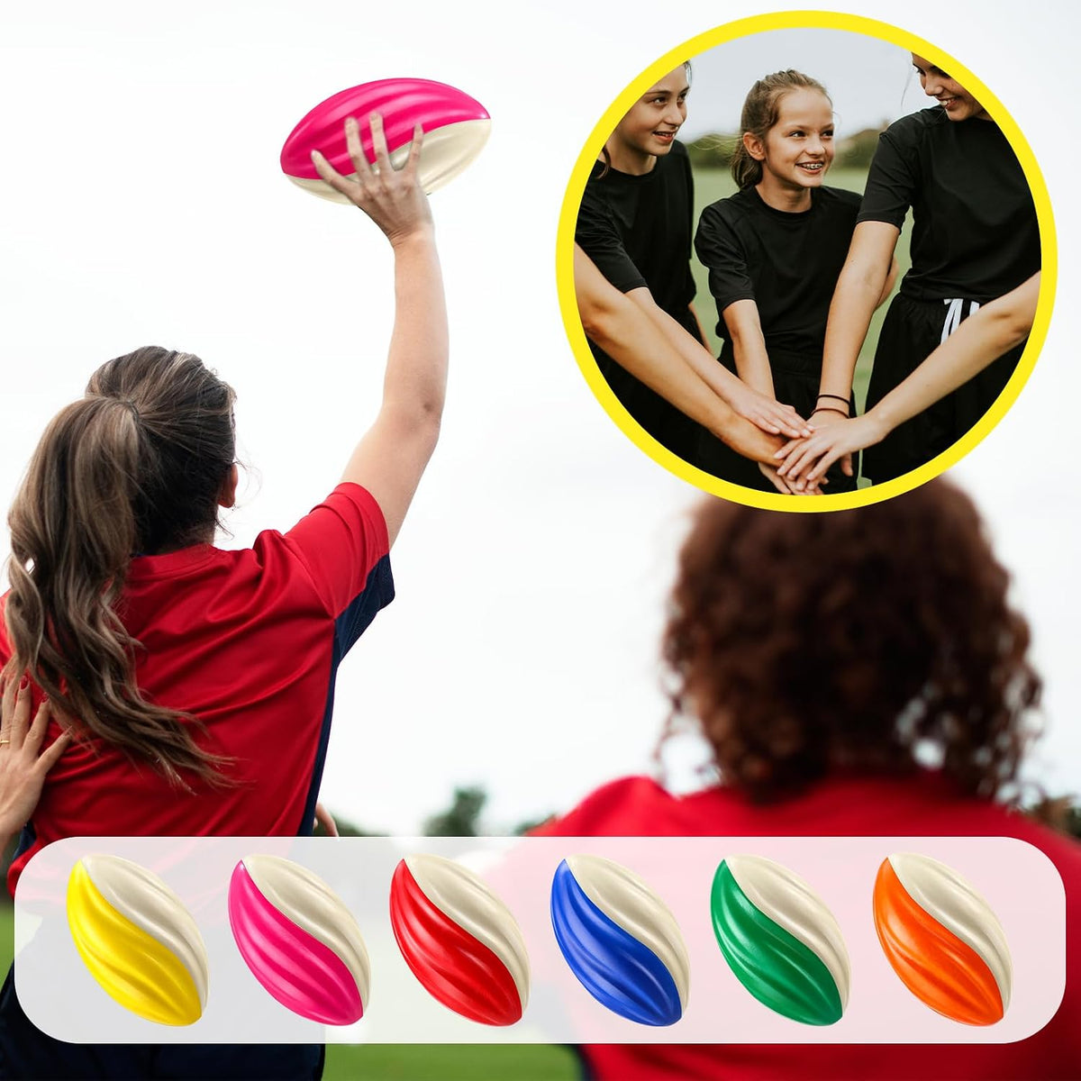 Jerify mini foam footballs for kids, 12 soft 5 inch spiral balls in 6 two-tone colors - view 28