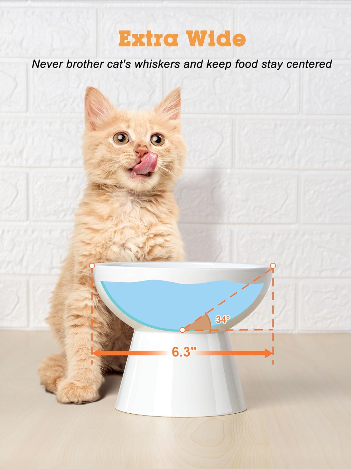 Elevated Cat Food and Water Bowls Set - Single (Water Bowl) / White - image 4