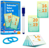 Alened addition and subtraction flash cards with rings and dry-erase markers - view 2