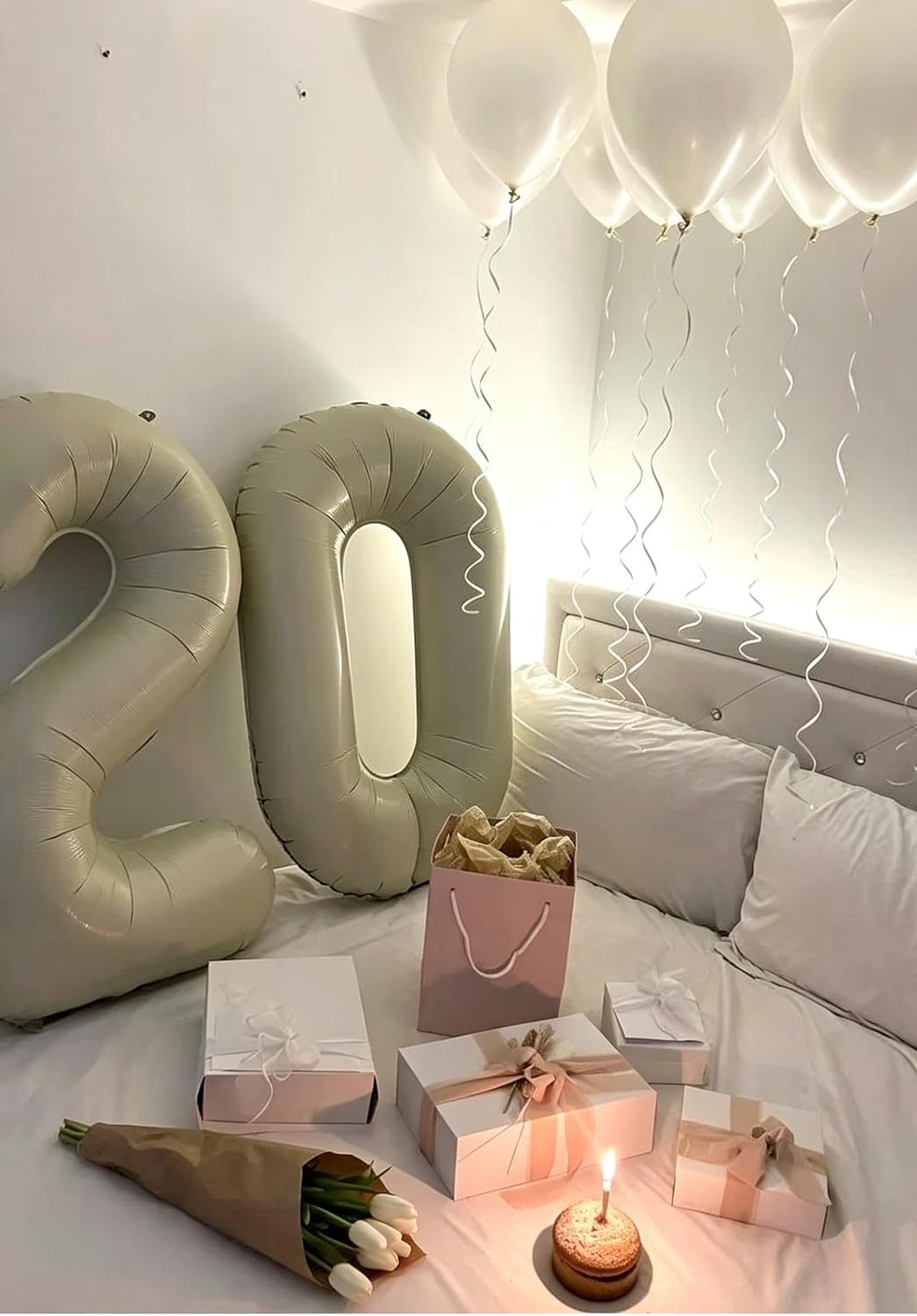 Number Balloons Blue 7 Balloon Numbers 40 inch for 7th Birthday - Cream / Number 1 - image 2
