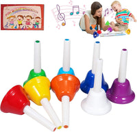 TantivyBo 8 note multicolored hand bells set with 17 song book for kids