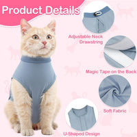 Cat Recovery Suit for Abdominal Wounds Cat Onesie After Surgery Female – Essentials for Cats - Blue-Grey / Large - image 3