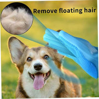 Dog Washing Gloves, Pet Grooming Gloves with Soft Brushes, Bathing and Massaging for Dogs and Cats, Silicone Heat Resistant Cleaning Gloves with High-Density Teeth (Blue)
