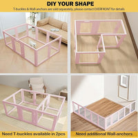 Clear Acrylic Plastic Dog Playpen - Clear Dog Play Pen - Easy Assemble Acrylic Dog Playpen - Puppy Playpen, Cat Playpen, Small Animal Playpen, Dog Play Pen Indoors (Pink-23.6" H, 12PCS)