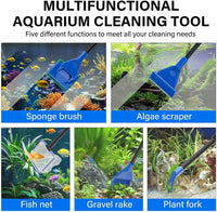 5 in 1 Fish Tank Cleaner Kit Aquarium Cleaning Tools with 19 Inch - Length 19inch - image 2
