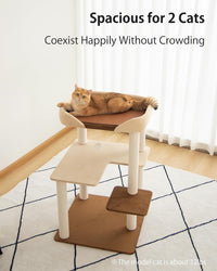 37.5" Cat Tree Tower for Large & Senior Cats, Low-Step Design – Essentials for Cats - Cream 37.4'' - image 2