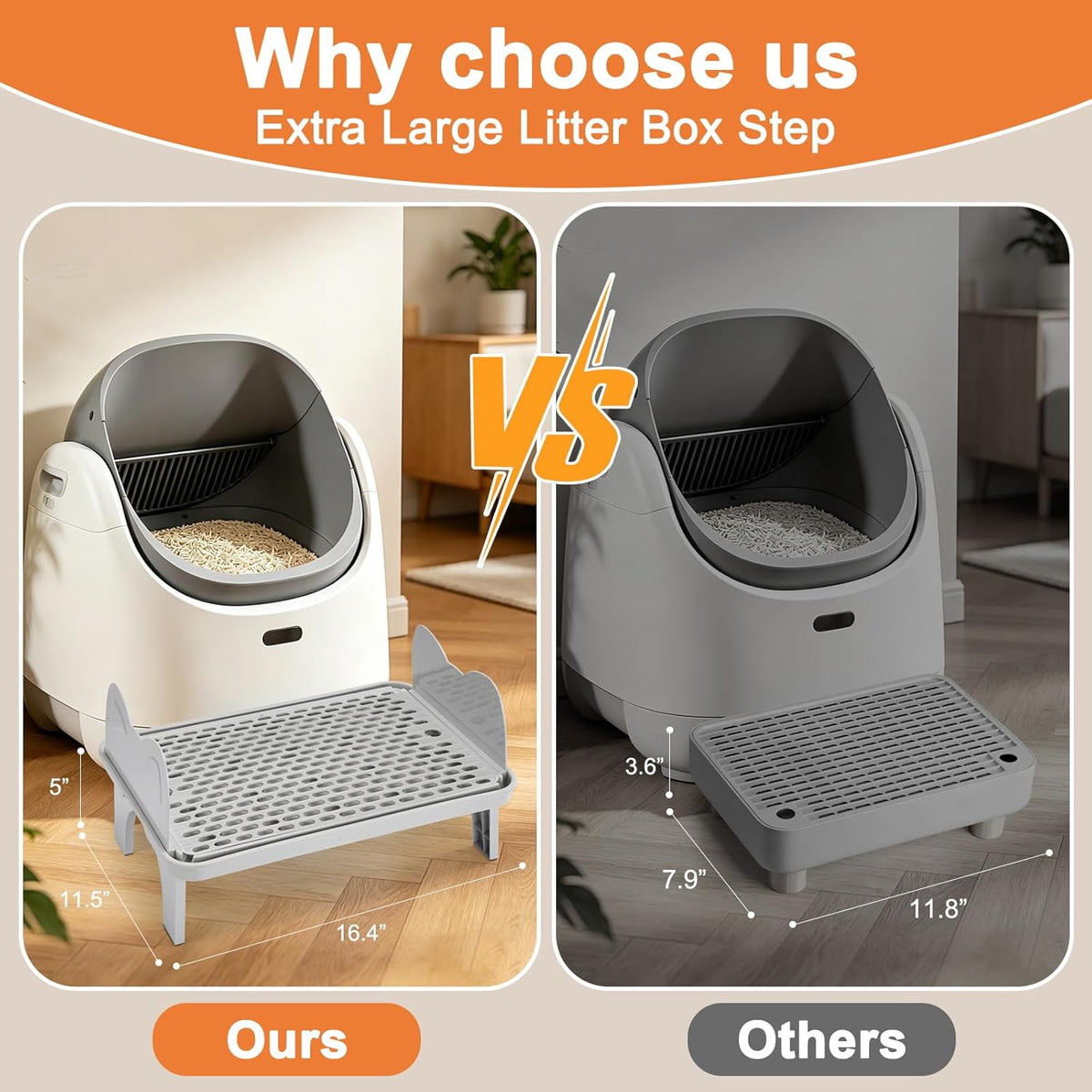 Uross Cat Litter Box Step - Grey / 1 - image 2