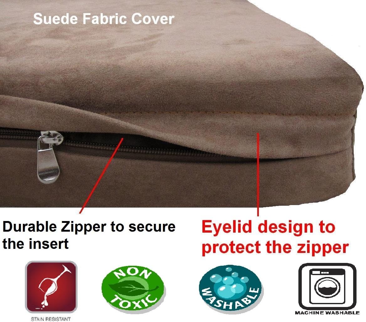 XL Orthopedic Memory Foam Dog Bed with Machine Washable Cover - XL 47" Length X 29" Width / Microsuede in Brown - image 2