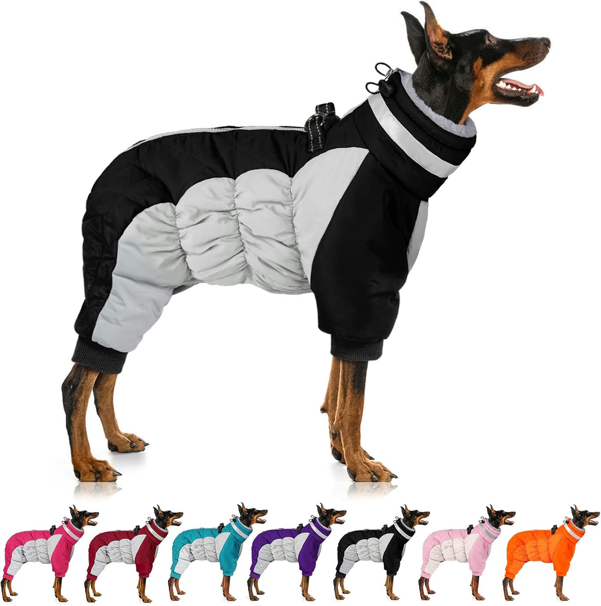 MIGOHI Full Body Dog Coat，Warm Coats for Large Dogs, XXL - Black / XX-Large(Back:23.6")
