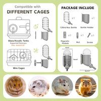 Hamster Water Bottle with Magnetic Holder - Grey / 4 oz (Magnetic-Mounted) - image 3