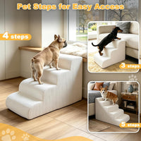 Dog Stairs for Bed & Couch, 18" H 4-Step Pet Ramp for Small Dogs - Beige / 4 / Standard 18" Height - image 4