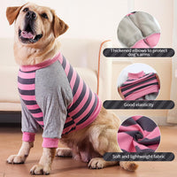Dog recovery sleeve with thickened elbow protector in pink stripes, size L - view 3
