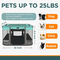 Foldable Pet Kitten Playpen - Black Teal 03 / Medium(32''×24''×21.5'') - image 4