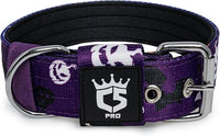 TSPRO Tactical Dog Collar 1.5 Inch Wide Thick Dog Collars with Heavy Duty Metal Buckle, Durable, Strong, Adjustable for Medium to Large Dogs (Halloween Purple L)