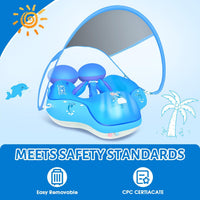 Baby Pool Float with Canopy UPF50+ - Deep Blue / Small - image 4