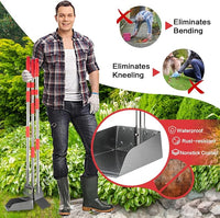Pooper Scooper, Long Handle Dog Pooper Scooper, Heavy Duty Stainless Steel Rake with Tray & Spade Set for Pet Waste Removal, for Grass, Dirt or Gravel