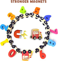 WOODENFUN magnetic wooden number train set with colorful numbered cars linked in a row - view 4