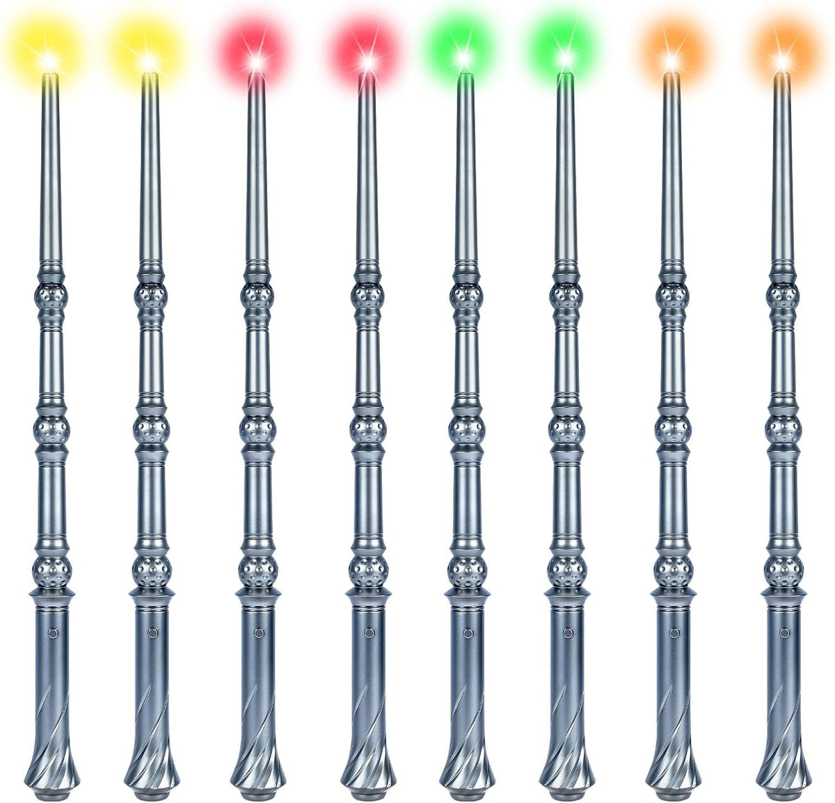 KingVows Light Up Magic Wizard Wand with 4 Color Lights & Sound - Silver