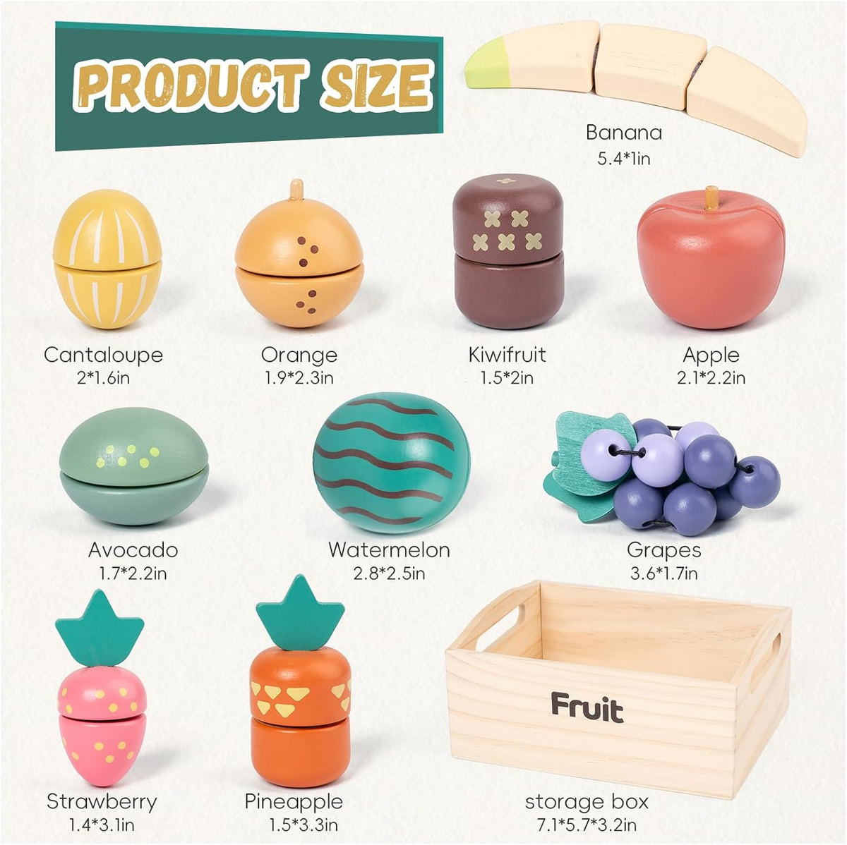 kienvy 10-piece wooden meat and fish play food set with storage box - view 13
