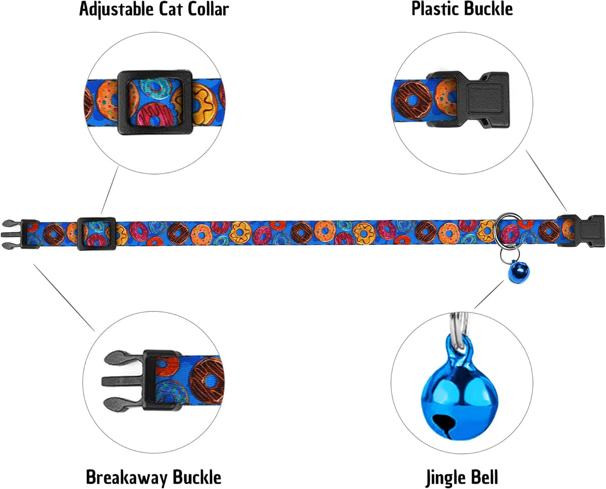 4PCS Breakaway Cat Collars with Bell - Travel & Cookies - image 4