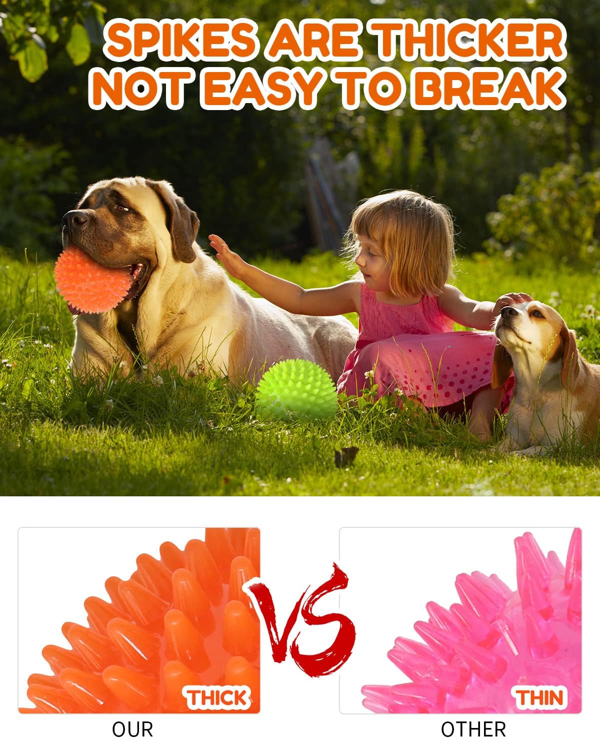 Pweituoet 4.5” Heavy Duty Squeaky Dog Balls for Medium Large Dogs - 4.5" (Pack of 3) - image 2