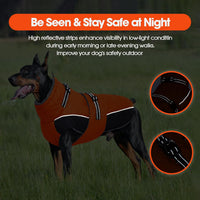 QBLEEV Warm Dog Jacket, Waterproof Dog Winter Coat with Harness – Essentials for Dogs - Orange / Small - image 2