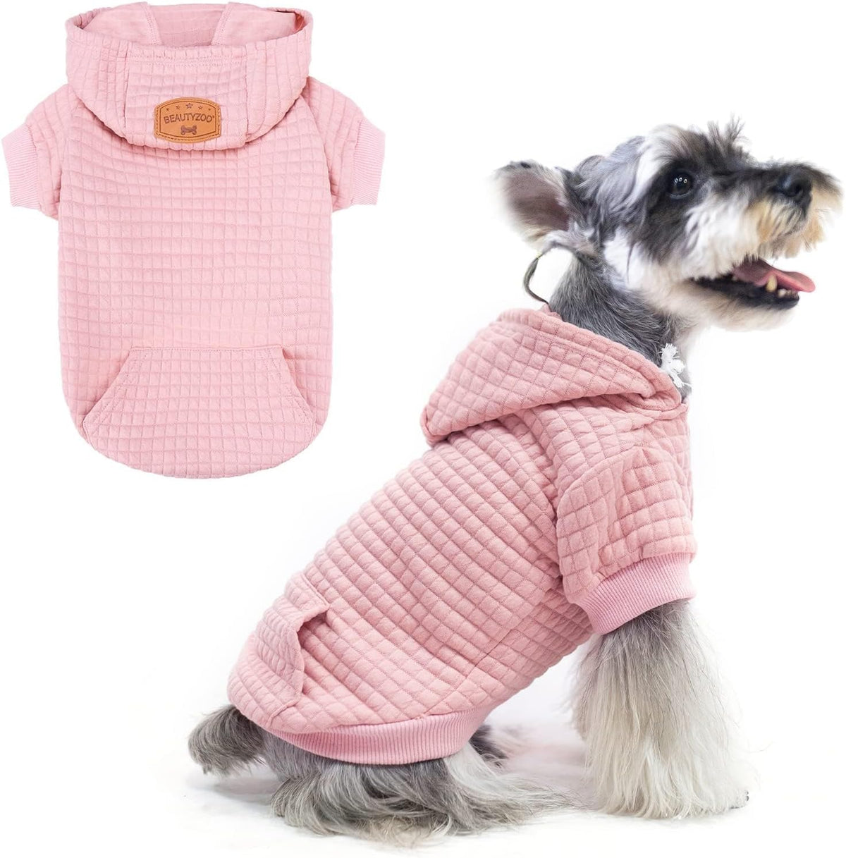 Small Dog Hoodie,Warm Winter Dog Sweater with Pocket & Leash Hole – Essentials for Dogs - Pink / M (Back: 16",Chest: 22", Neck: 13")