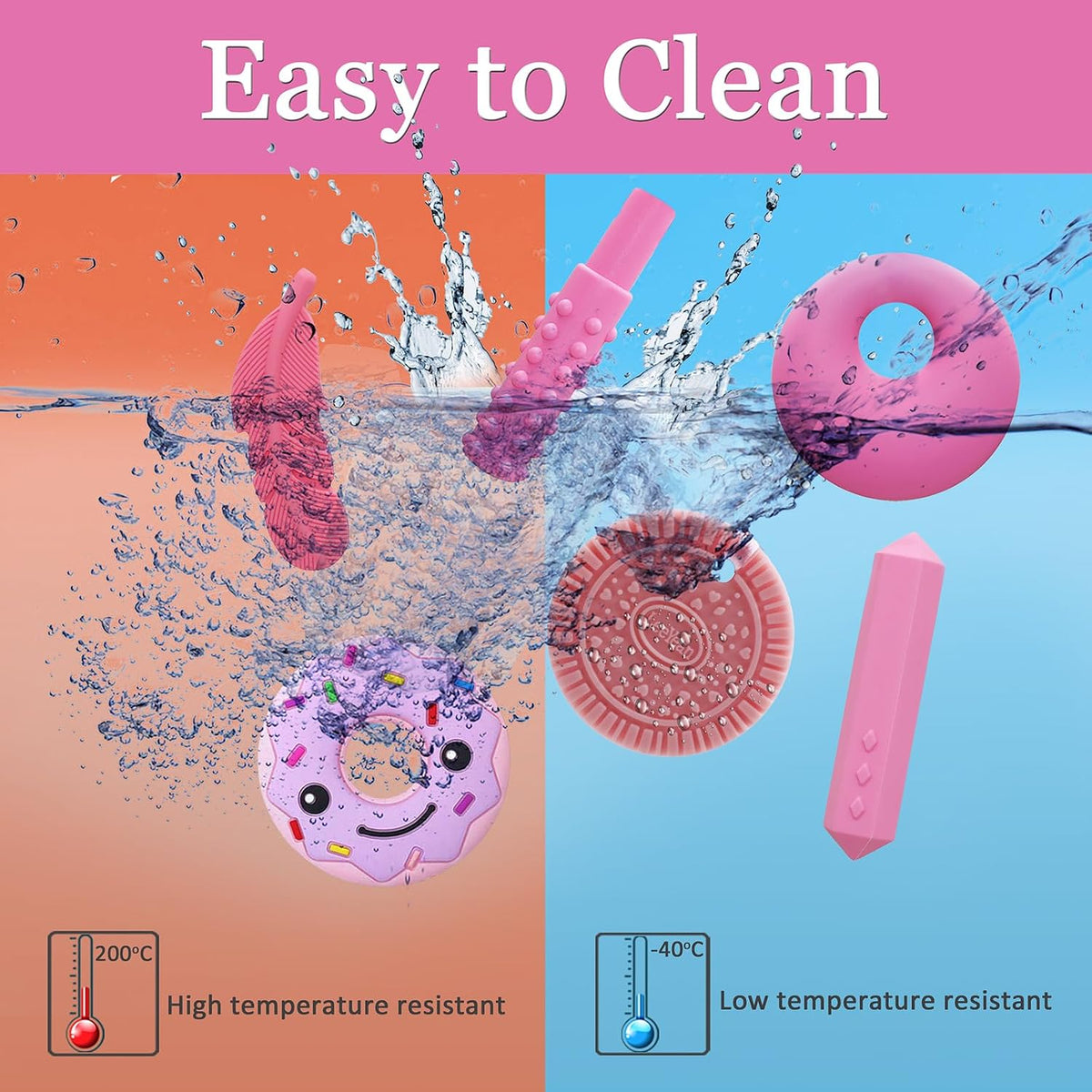 Chew Necklaces for Sensory Kids - Pink 6PCS - image 4