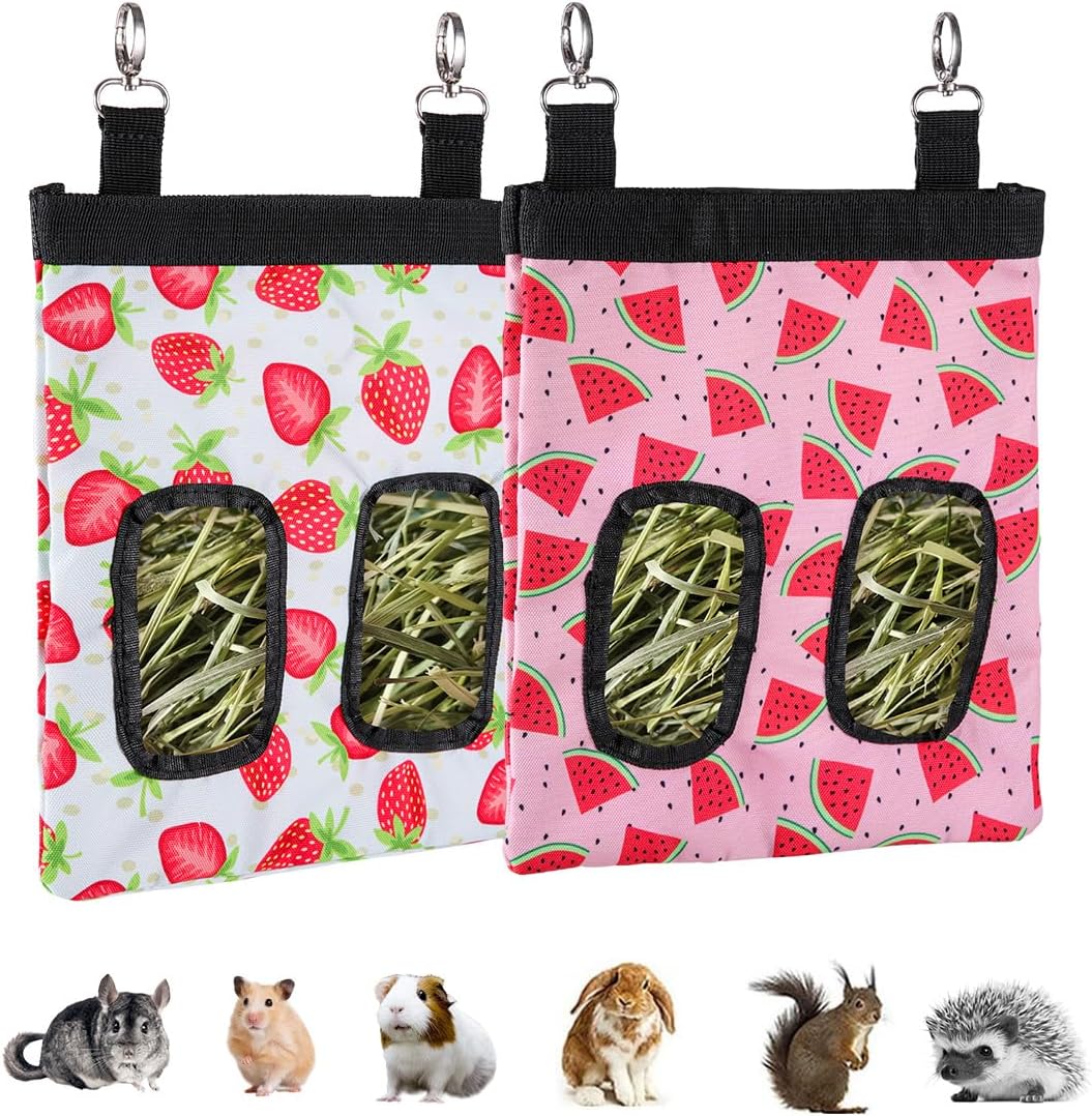 DZWLKJ 2 Pack Hay Feeders, Guinea Pig Rabbit Hay Feeder - (Watermelon+Strawberry) 2pack / M -11"x 9"x 1"