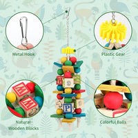 Rypet Wood Bird Chewing Toy for Cage, Wooden Birds Cage Toys for Helping Trim Beak, Parrot Toys for African Grey Parrots Cockatoos Amazon Parrot and Other Small to Medium Parrots