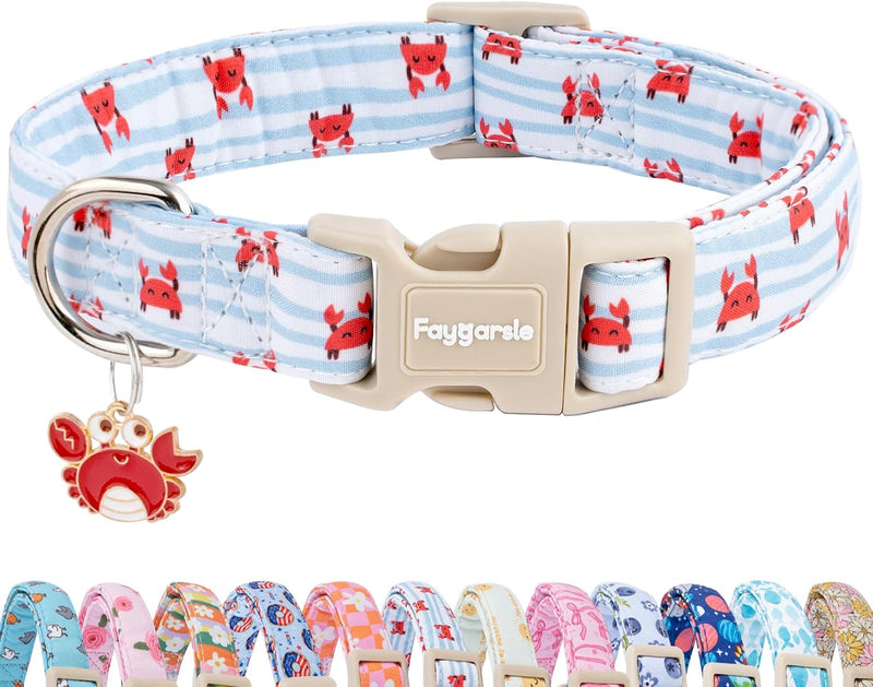 Cute Pink Fall Dog Collar Pumpkin and Leaves Pattern for Autumn M – Essentials for Dogs - Red Crab / M