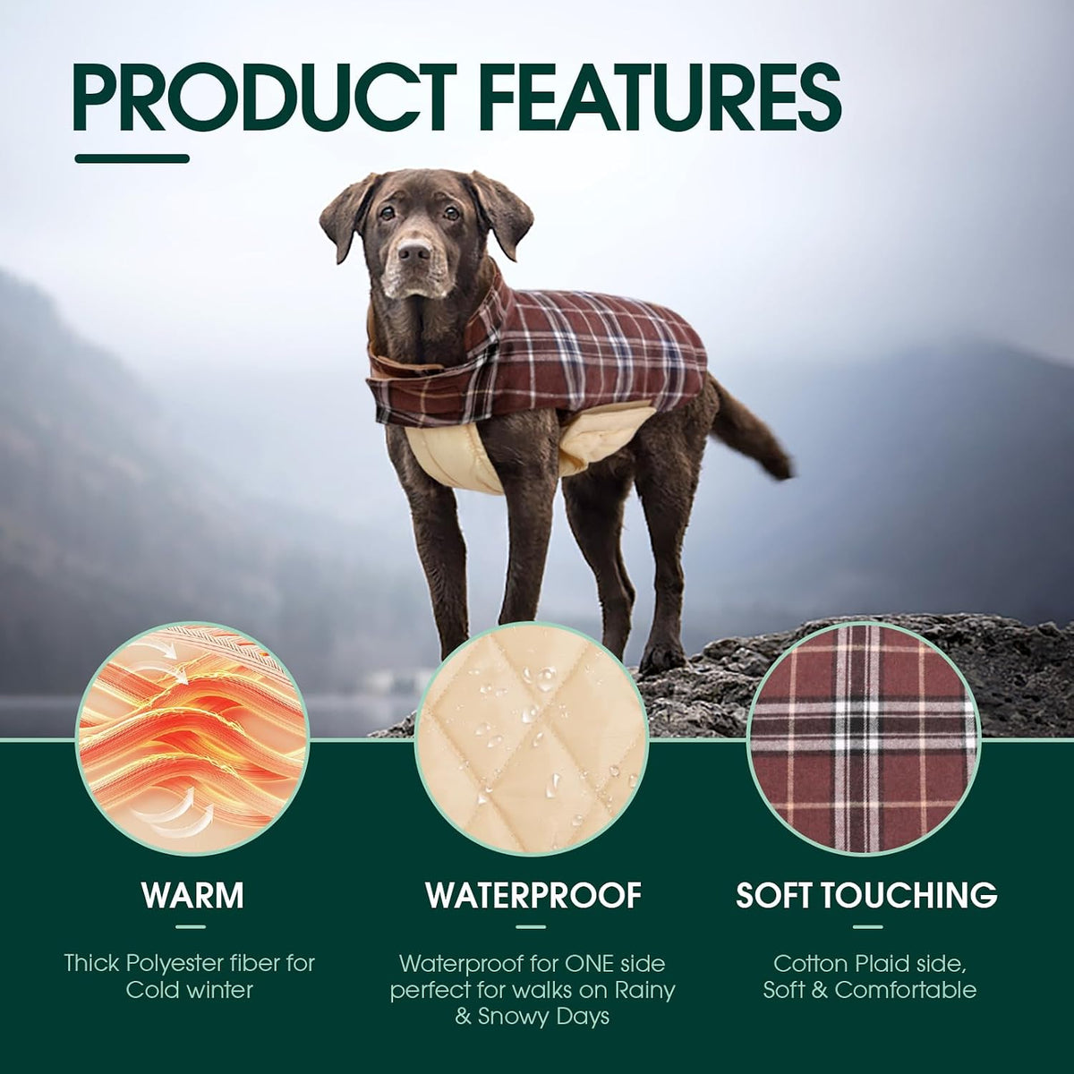 Kuoser Waterproof Dog Coat - Brown / 3X-Large (Pack of 1) - image 2
