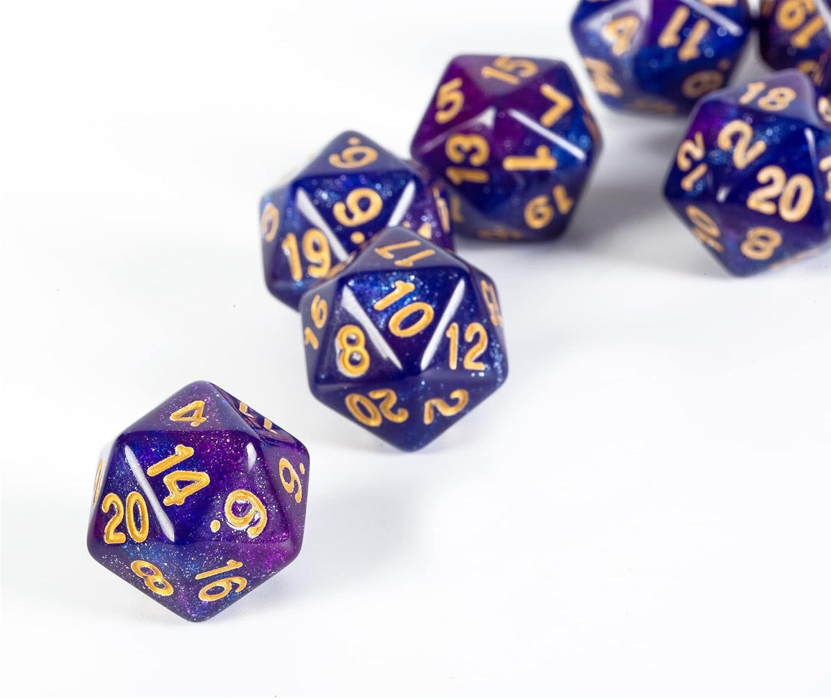 SmartDealsPro 10-Pack 20 Sided Dice D20 Polyhedral Dice for DND RPG - Glitter Blue-purple - image 4