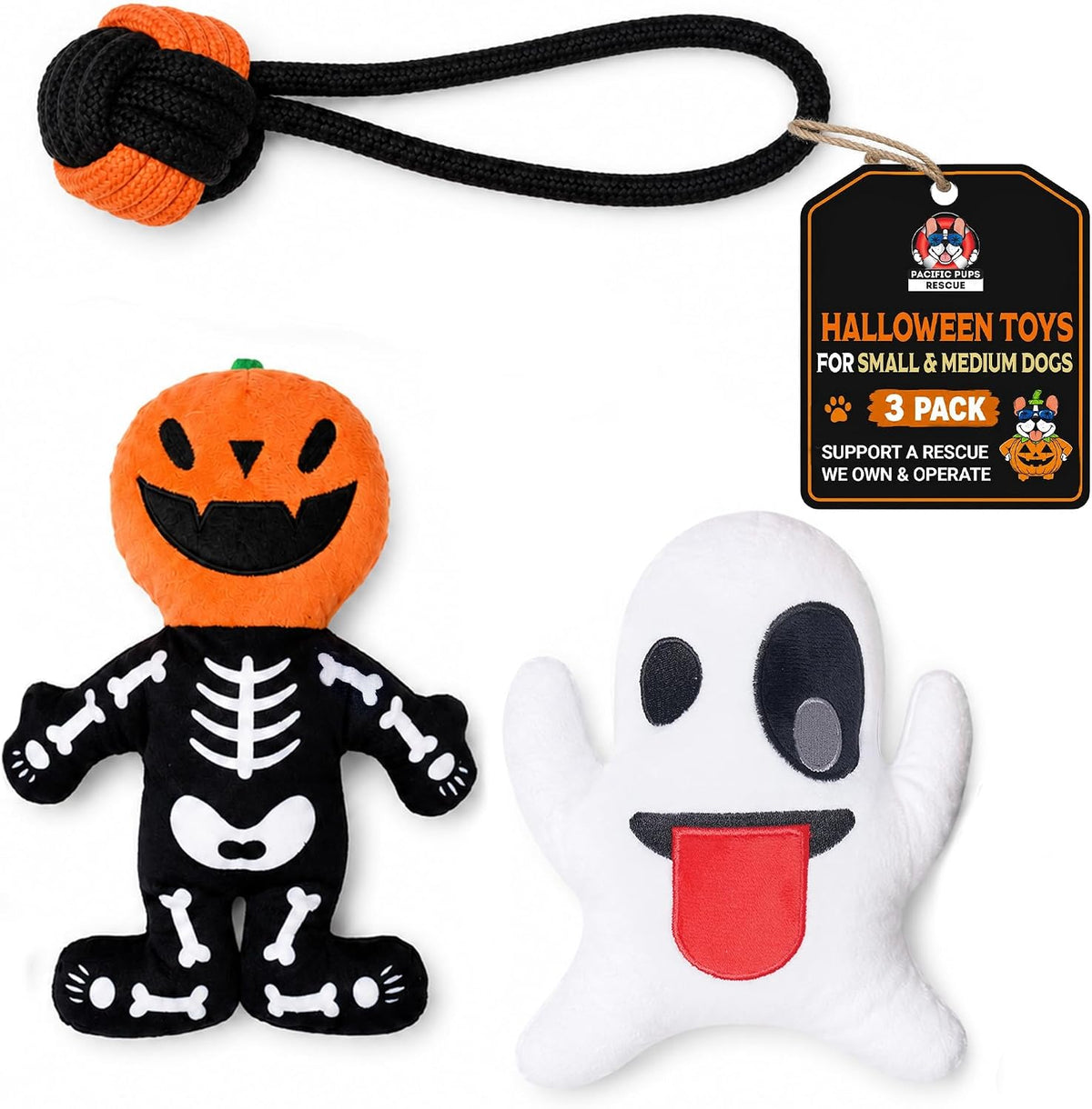 Pacific Pups Products Halloween Dog Toys 8-Pack for Small Dogs - Small Dog 3 Pack